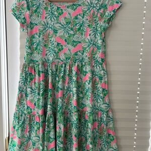 Lilly Pulitzer Geanna Short sleeve swing dress in the vibrant “Botanical Green
